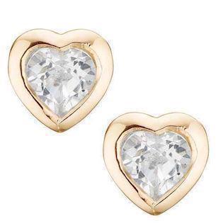 Christina Collect 925 sterling silver Topaz hearts small gold plated hearts with white topaz, model 671-G16